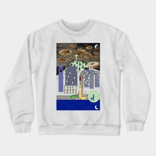 Montreal cream cheese bagel invasion (drawing) Crewneck Sweatshirt